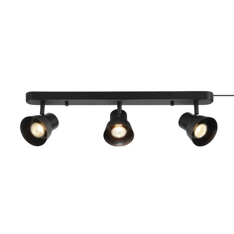22" 3-Light Matte Black Plug-In Track Lighting with Pivoting Track Heads - 3.8"