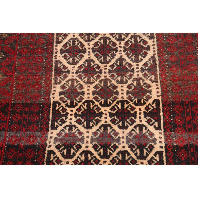 Geometric Balouch Persian Wool Area Rug Hand-knotted Office Carpet - 3'7" x 6'4"