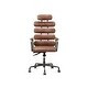 preview thumbnail 11 of 17, Vintage Black Top Grain Leather High Back Office Chair with Height Adjustment and Swivel Function, Wheels 360° Swivel