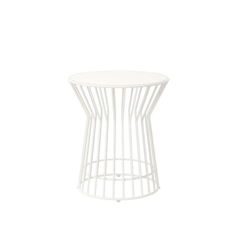 The Novogratz Poolside Gossip Collection Roberta Outdoor/Indoor Side Table - White