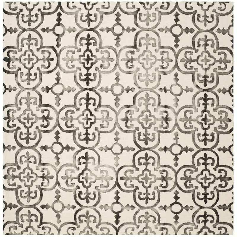 SAFAVIEH Handmade Dip Dye Reintraut Watercolor Vintage Boho Wool - 7' x 7' Square - Ivory/Charcoal - Square/Runner