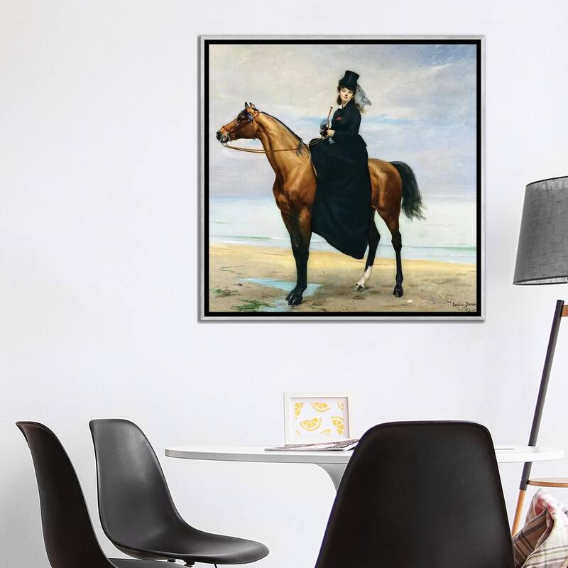 iCanvas "Equestrian Portrait of Mademoiselle Croizette, 1873" by Charles Emile Auguste Carolus-Duran Framed