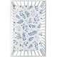 preview thumbnail 1 of 1, Floral Leaf Baby Boy Girl Fitted Mini Portable Crib Sheet - Blue Grey White Boho Watercolor Botanical Flower Woodland Tropical