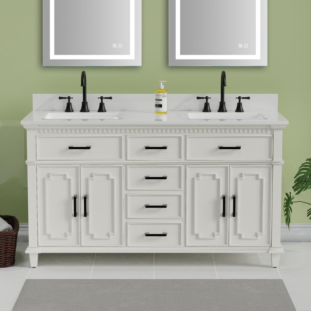 double, vintage bathroom vanities - overstock