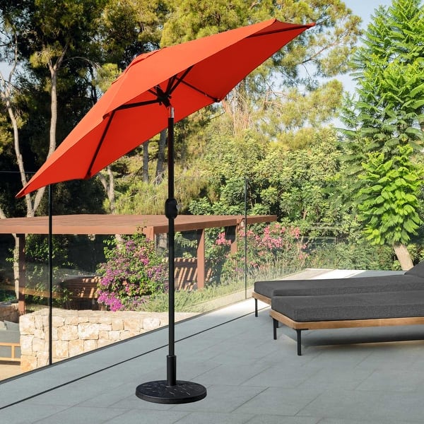 7.5 ft orange patio umbrella 7.5-ft Orange Patio Umbrella with Tilt and Crank, UV-Resistant Polyester Outdoor Market Umbrella
