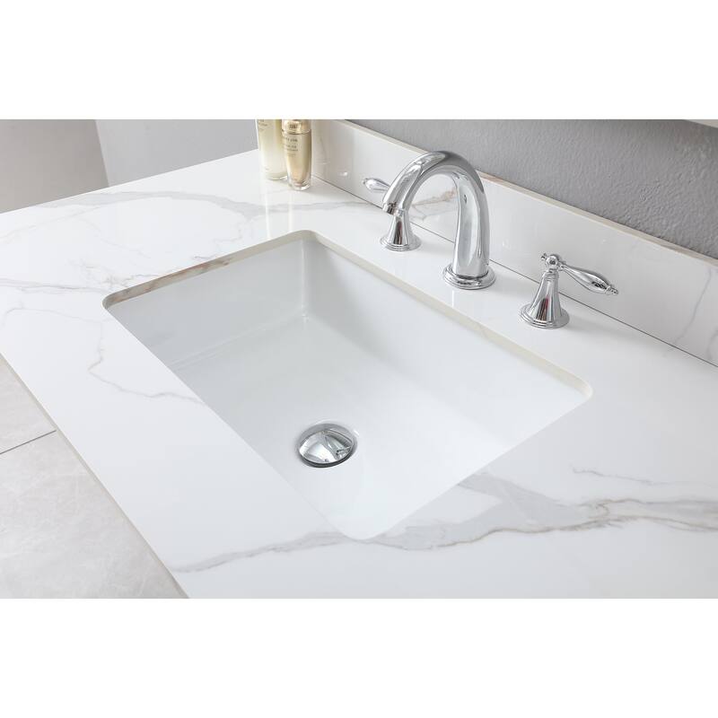 31 in./ 37 in./ 43 in. Carrara Gold Engineered Stone Bathroom Vanity Top with Ceramic Sink