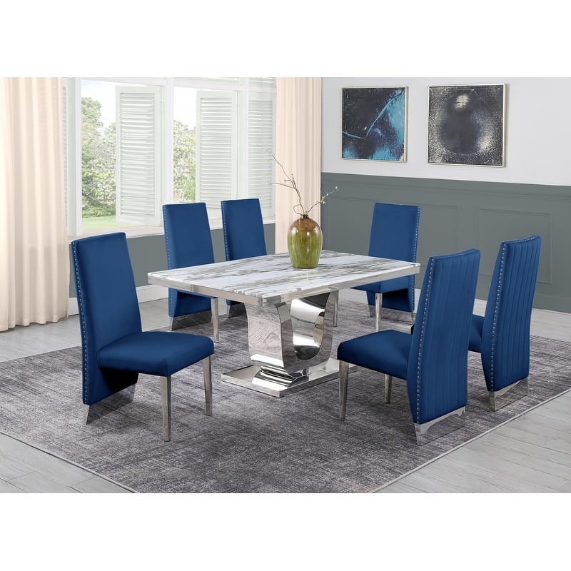 Best Quality White Marble 5 or 7 piece w/Pleated Chairs