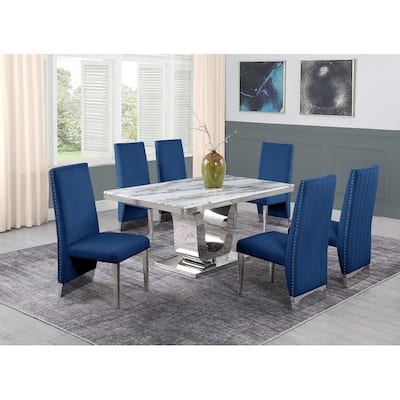 Best Quality White Marble 5 or 7 piece w/Pleated Chairs