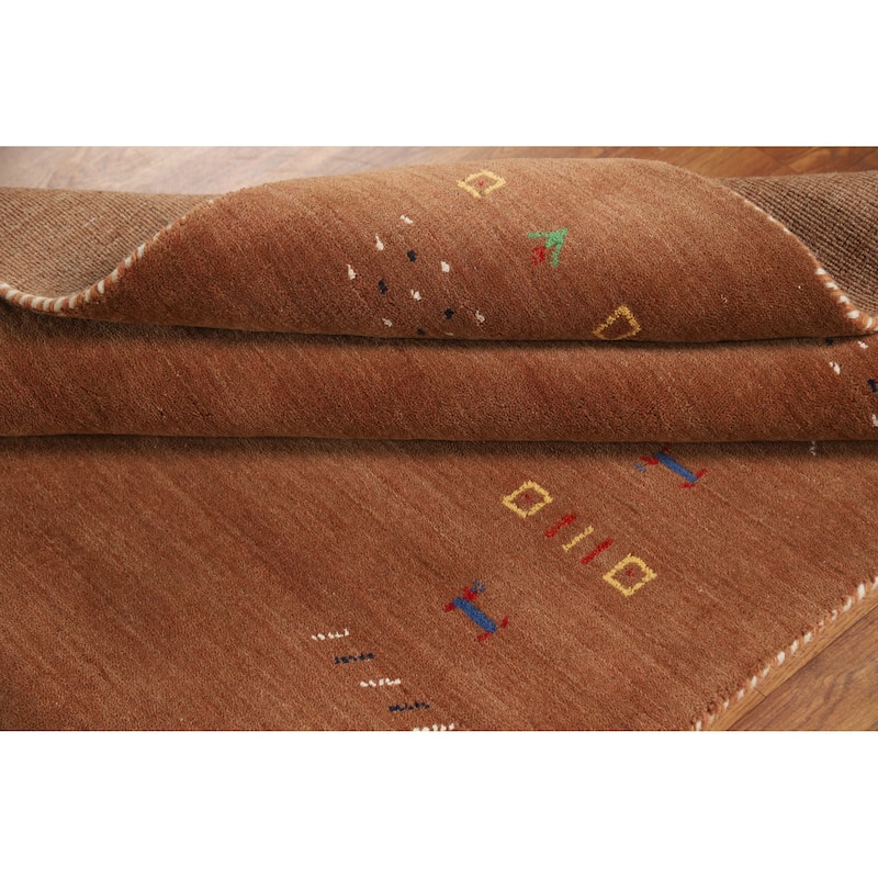 Hand Knotted Oriental 100% Wool Carpet Tribal Tribal Brown Gabbeh Area Rug - 5' 9'' X 4' 1''