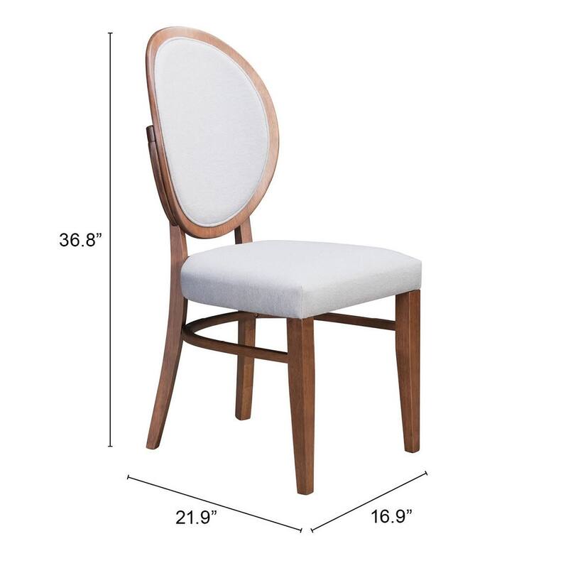 HomeRoots Set of Two Gray And Brown Upholstered Fabric King Louis Back Dining Side Chairs