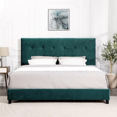 Velvet Tufted Upholstered Platform Bed
