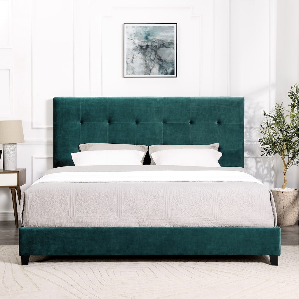 Velvet Tufted Upholstered Platform Bed