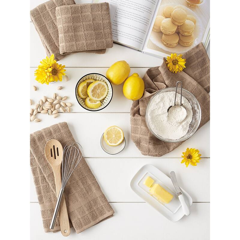 DII Solid Honey Gold Windowpane Terry Dishtowel 4 Piece
