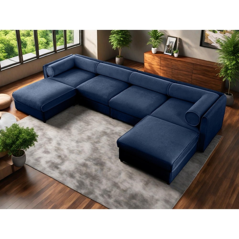 142.5" Chenille Upholstered U-Shaped Modular Sectional Sofa with Storage Seat, DIY Combination