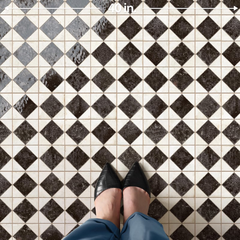 Merola Tile Kings Arles Black 13" x 13" Ceramic Floor and Wall Tile