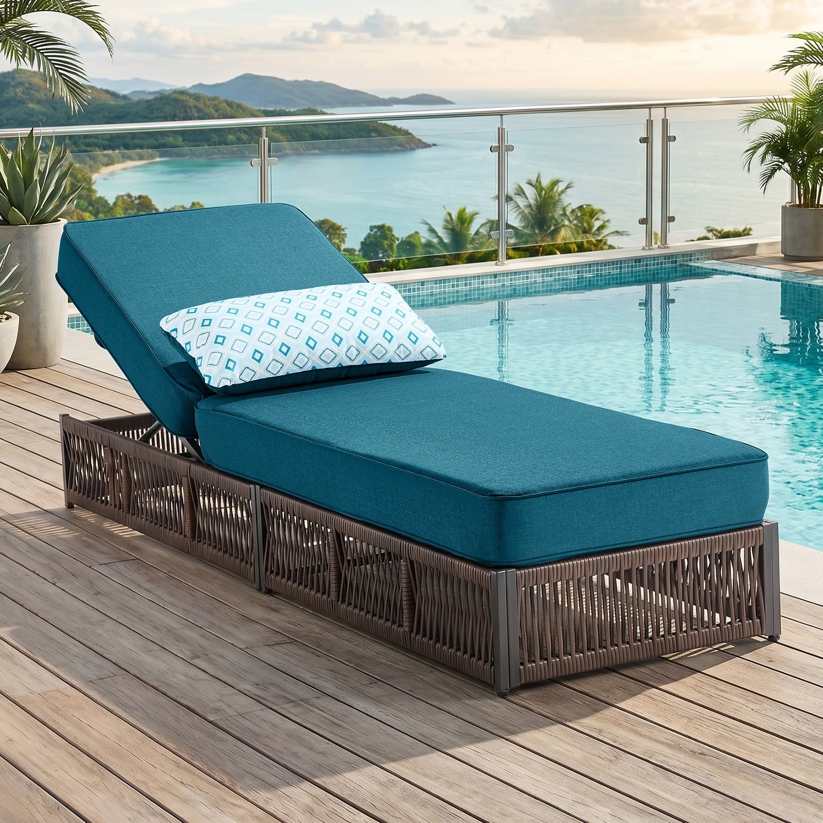 Option Brown Wicker Peacocka Green Cushion