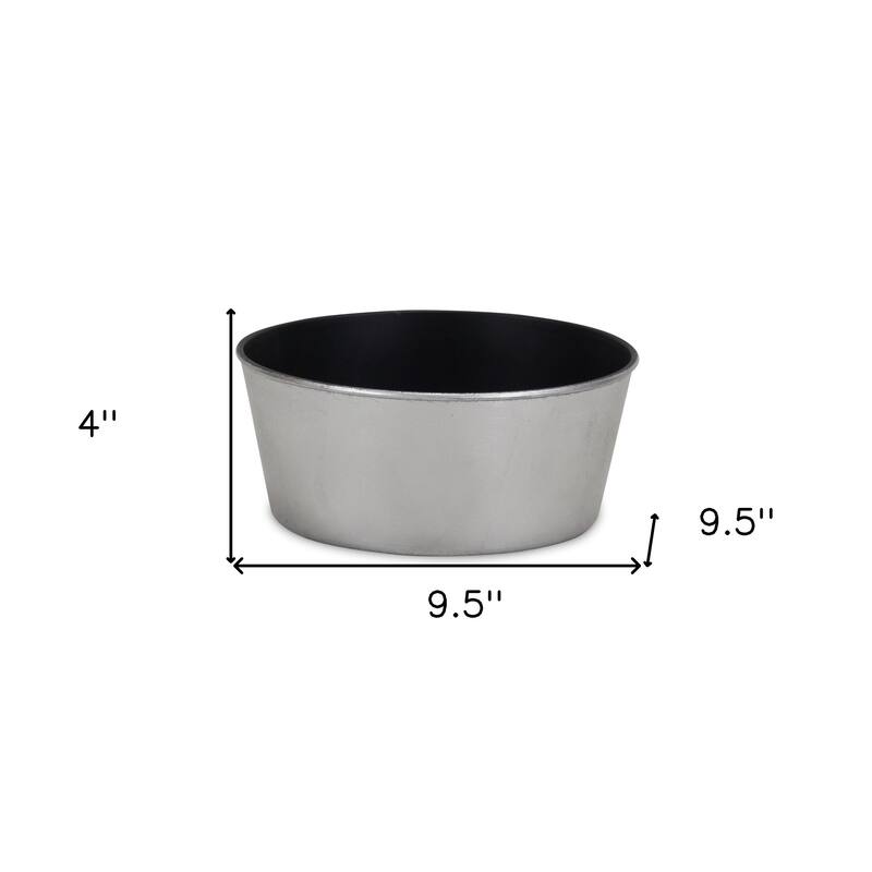 HomeRoots 10" Silver Recycled Plastic Indoor Outdoor Round Pot Planter