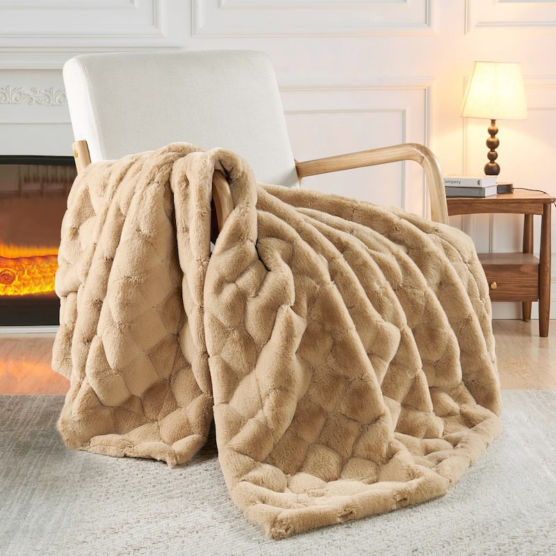 Christmas jacquard imitativerabbit fauxfur throw 50"x60"