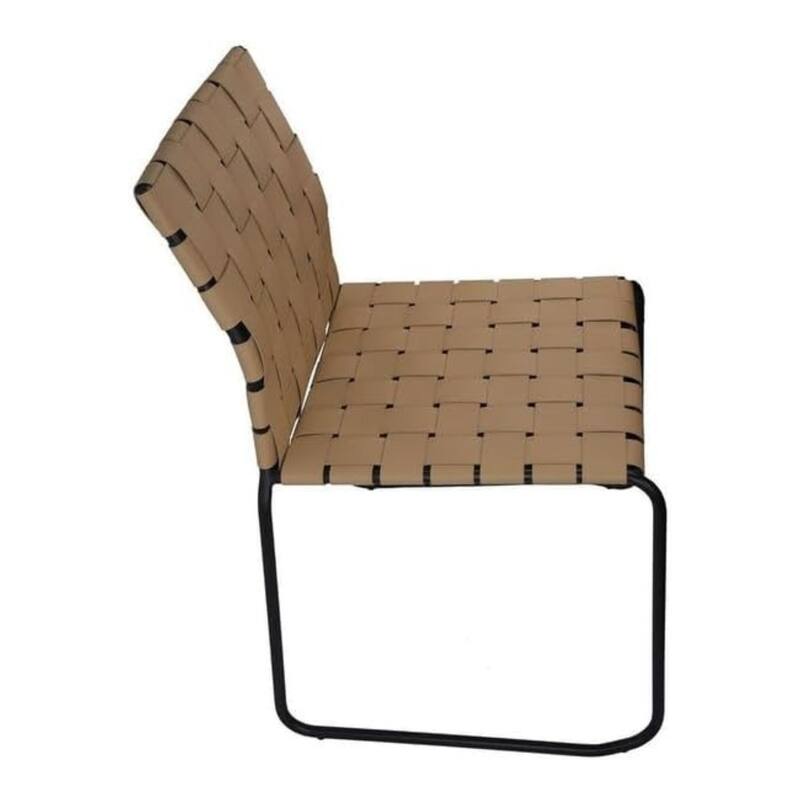 Aria Home Set of 4 Coffee Stackable Manon Woven Leather Armless Chairs