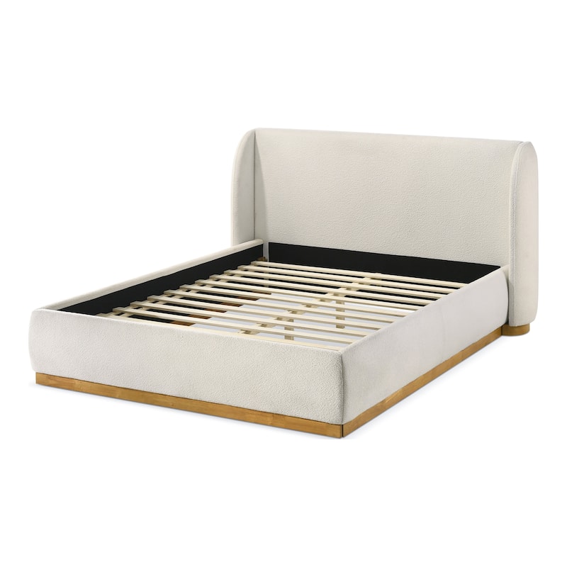 Furniture of America Zevi Modern White Boucle Upholstered Platform Bed