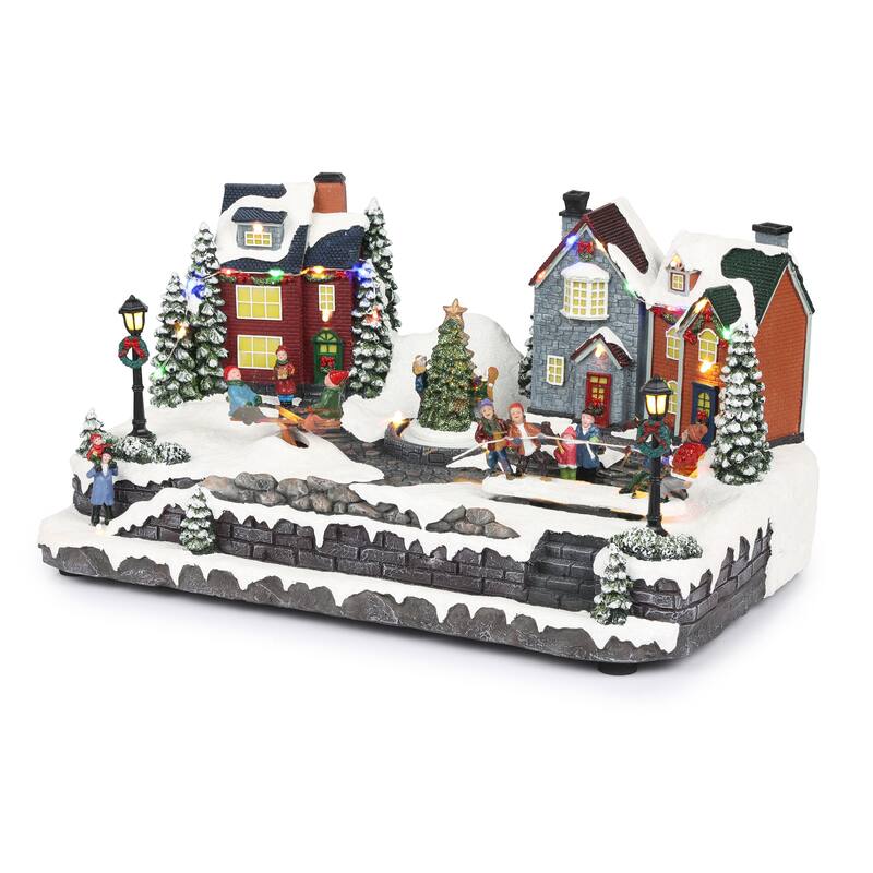 Alpine Corporation Christmas Winter Wonderland Set with LED Lights and Music