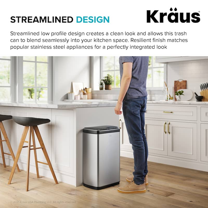 KRAUS GarbagePro Touchless Motion Sensor Stainless Steel Trash Can