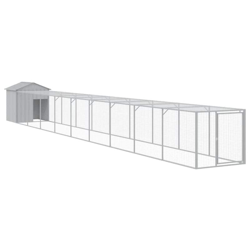 vidaXL Chicken Cage with Run Light Gray/Anthracite multisize Galvanized Steel