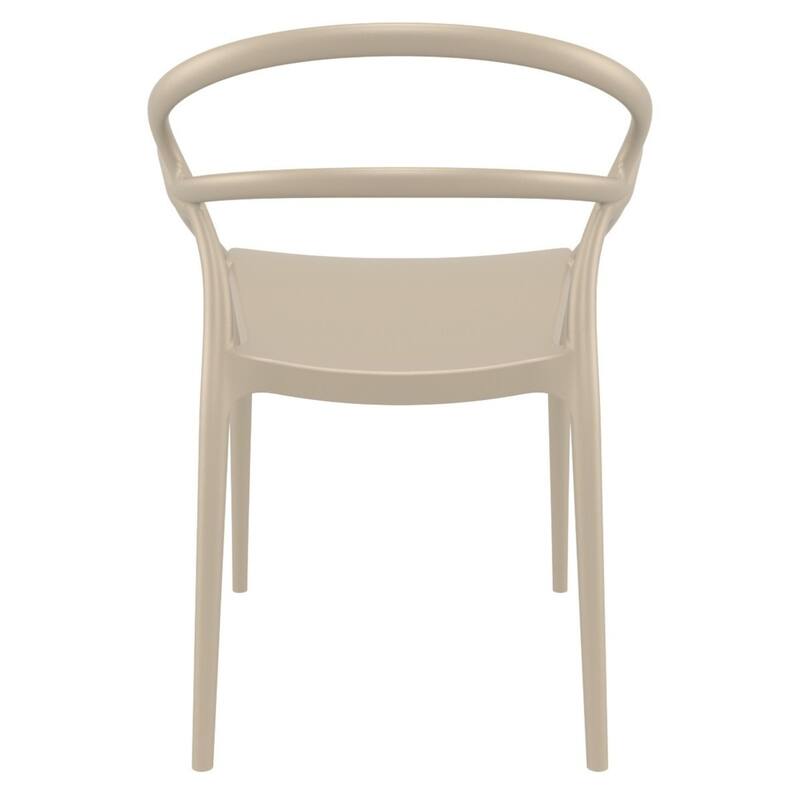 33" Taupe Outdoor Patio Round Dining Arm Chair