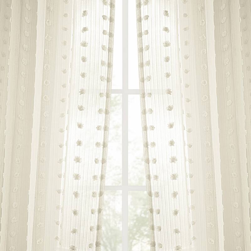Exclusive Fabrics Strasbourg Dot Patterned Faux Linen Sheer Curtain (1 Panel)