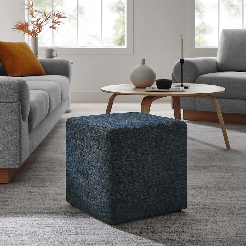 Callum 17"/28" Square Woven Heathered Fabric Upholstered Ottoman - 17"W x 17"L x 16"H - Heathered Weave Azure