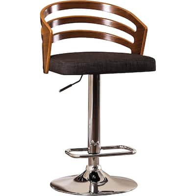 Modern Wood Back Adjustable Swivel Bar Stool with Cushion