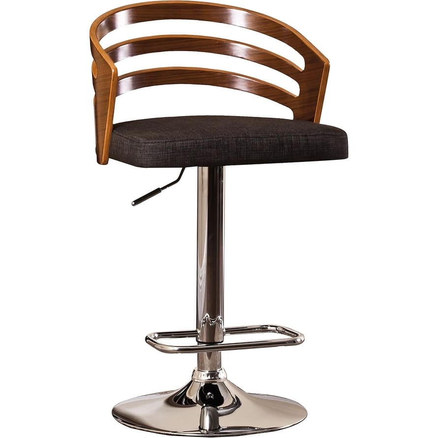 Modern Wood Back Adjustable Swivel Bar Stool with Cushion