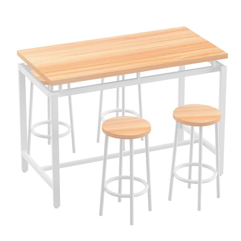 Eureka Industrial Modern Counter Height Pub 5-piece Dining Set, Wood Rustic Kitchen Dining Bar Set For Dining Room, Apartment