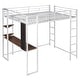 preview thumbnail 6 of 8, Full Size Metal Loft Bed with 2 Shelves & 1 Desk, Sturdy Bedframe w/2 Ladders & Safety Rails for Kids Teens Adults, White