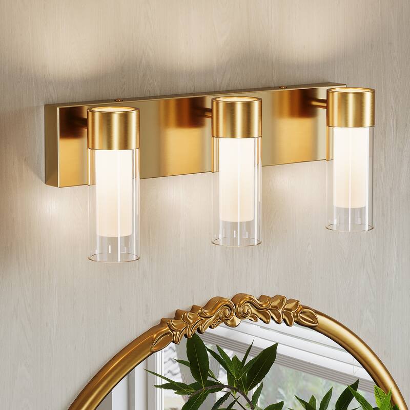 3-Light Vanity Lights Over Mirror, Wall Sconces with Clear Glass Shades for Bathroom Hallway Bedroom