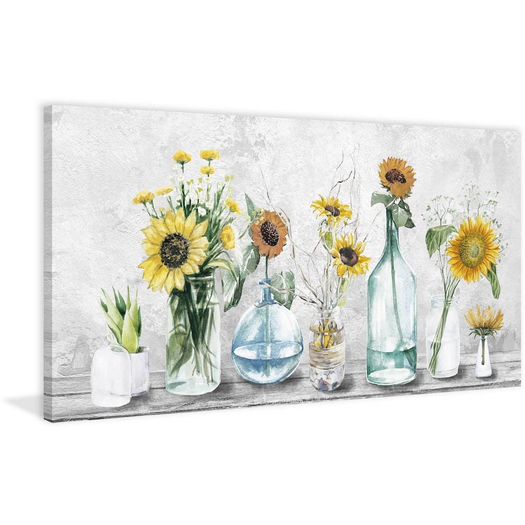 'Adorable Sunflowers' Painting Print on Wrapped Canvas