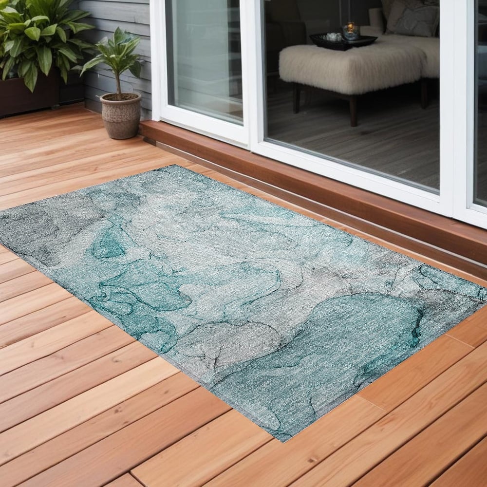 Lalu Unique Abstract Weather Resistant Timeless Fusion Outdoor Rug