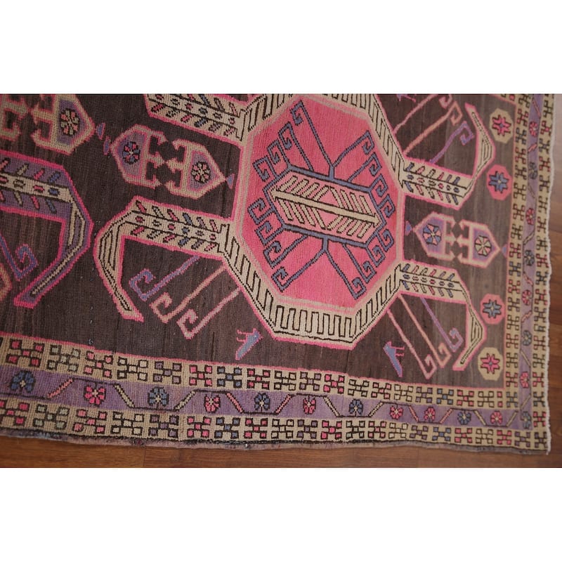 Meshkin Persian Vintage Runner Rug Handmade Wool Carpet - 3'4" x 10'0"
