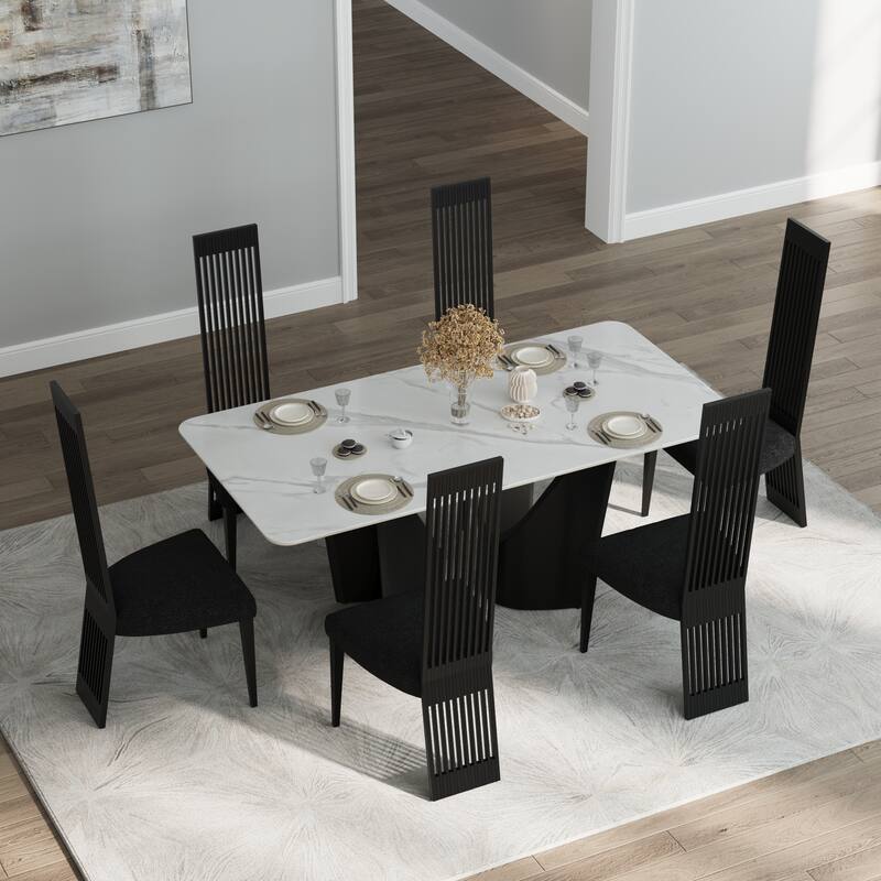 Modern Luxury Boucle Dining Chairs with High Back Design and Metal Legs