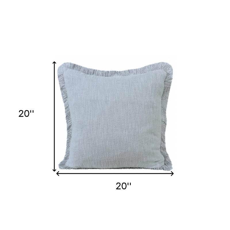 HomeRoots 20" X 20" Micro Gray 100% Cotton Zippered Pillow