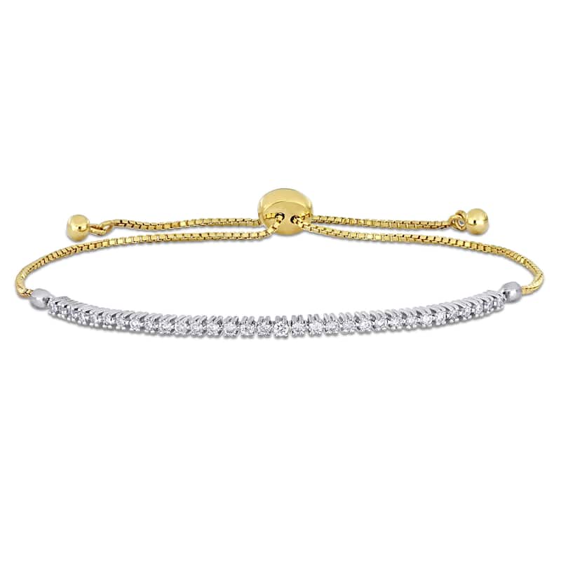 Miadora 3/5ct TW Diamond Adjustable Bolo Bracelet 14k Yellow Gold