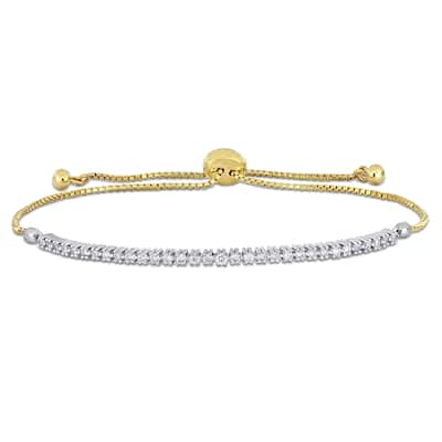 Miadora 3/5ct TW Diamond Adjustable Bolo Bracelet 14k Yellow Gold