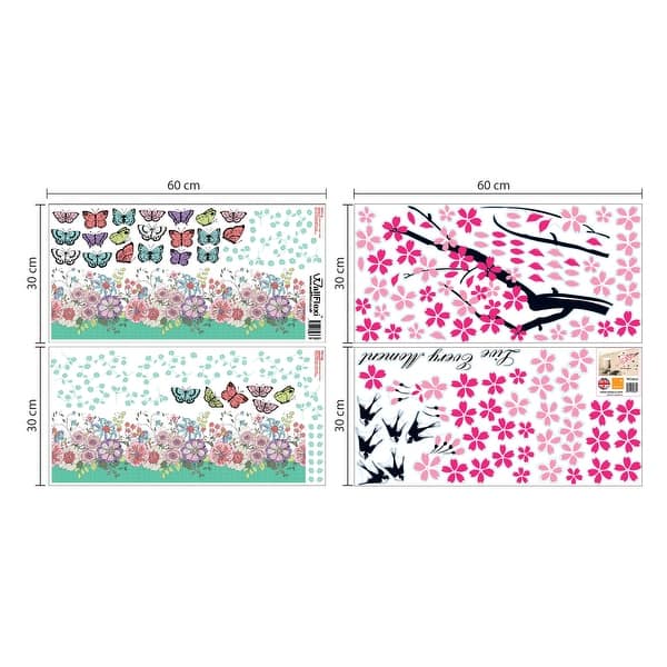 dimension image slide 0 of 2, Walplus Spring Flowers Butterflies Children Wall Sticker Nursery Decor