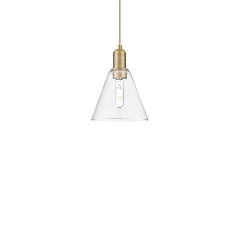 Innovations Lighting 716-1P-11-8 Berkshire Glass Pendant Berkshire - Brushed Brass / Clear