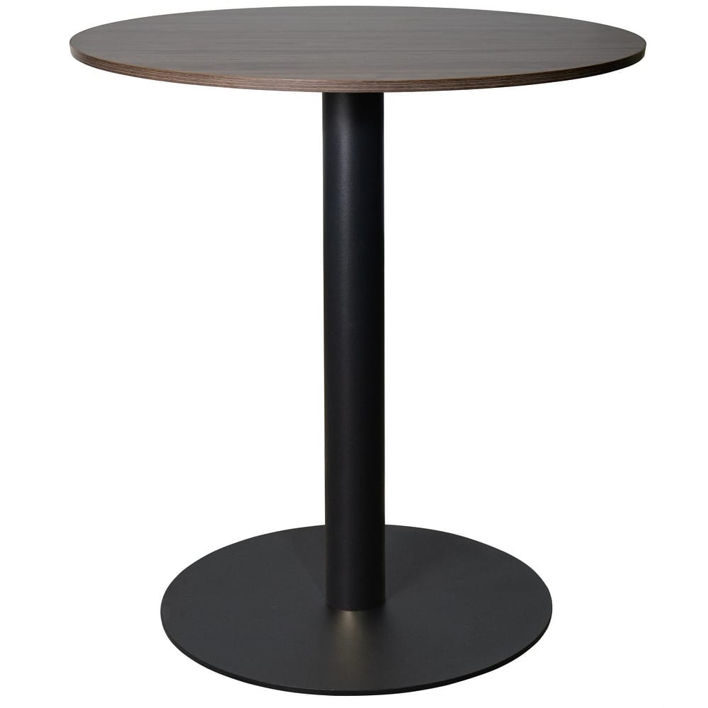 Vail Round Dining Table with 27 in. MDF Tabletop in Black Stainless Steel Round Base Accent Kitchen Table