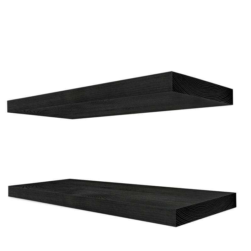 Solid Wood Floating Shelves for Wall, Set of 2 Wooden Wall-Mounted Shelves - 9” L X 24" W X 1.2” H