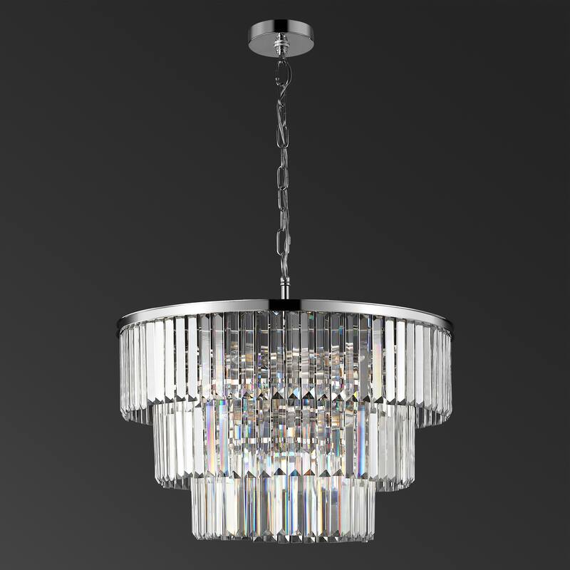 SAFAVIEH Couture Karissa Art Deco 3 Tier Chandelier - 24 IN W x 24 IN D x 21 / 69 IN H