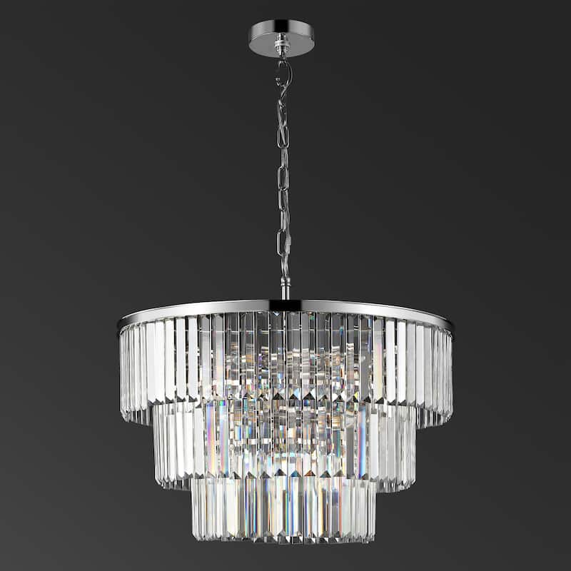 SAFAVIEH Couture Leonor Art Deco 3 Tier Chandelier - 24 In W x 24 In D x 21 / 69 In H