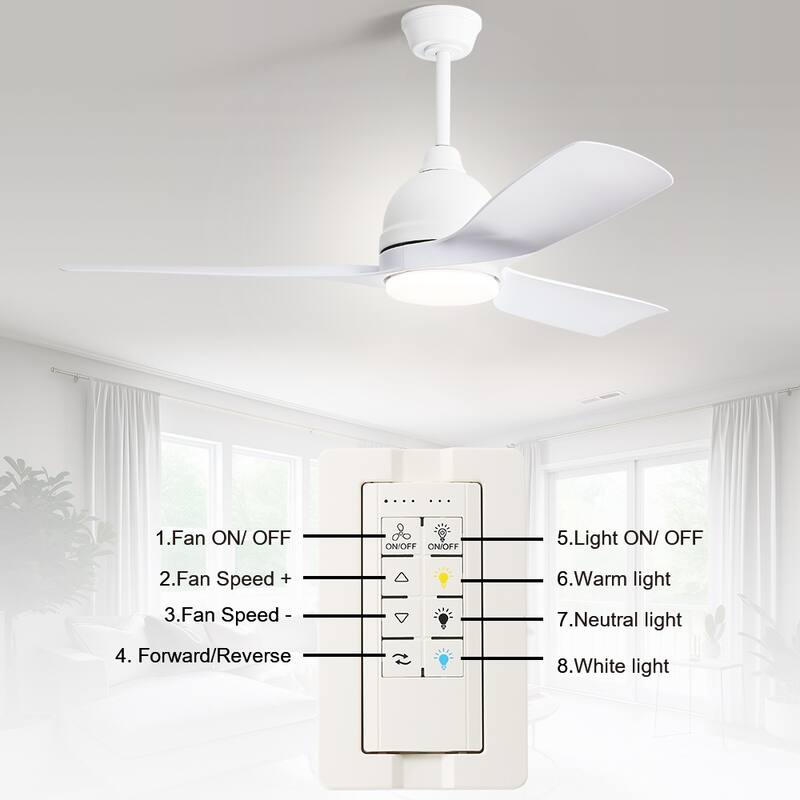 54'' Smart Ceiling Fans with Lights and Remote High CFM Bedroom Quiet Fan APP Control - 54 inch