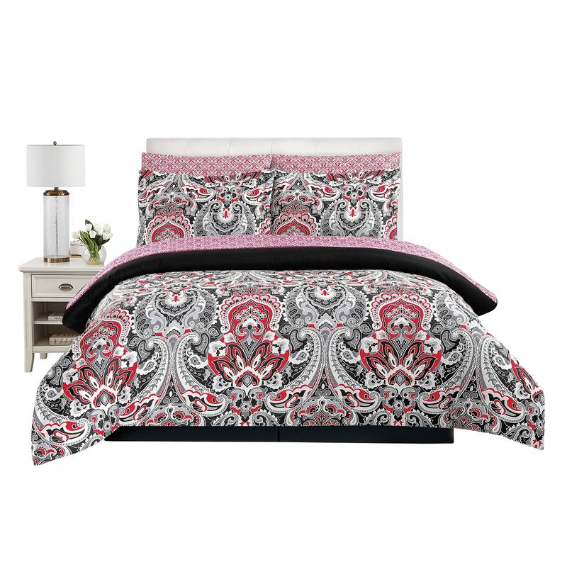 Elegant Cora Damask Paisley Design 7-Piece Comforter Set